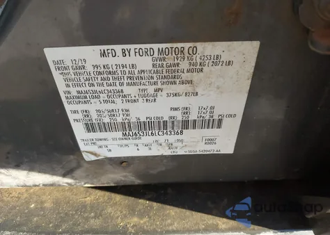 2020 Ford Ecosport Ses from USA, damaged, VIN MAJ6S3JL6LC343368